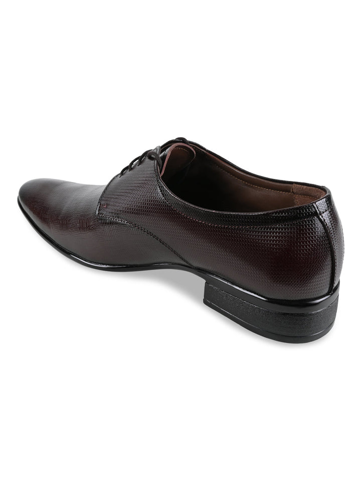 Regal Maroon Men Textured Leather Lace Ups