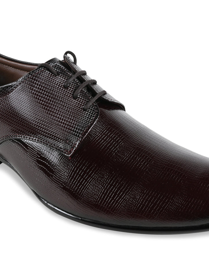 Regal Maroon Men Textured Leather Lace Ups