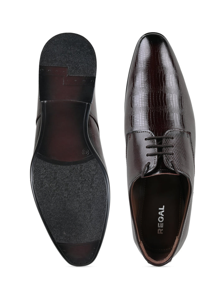 Regal Maroon Men Textured Leather Lace Ups