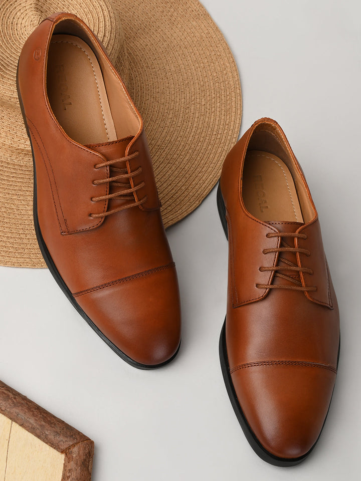 Regal Dark Tan Men Leather Formal Oxfords
