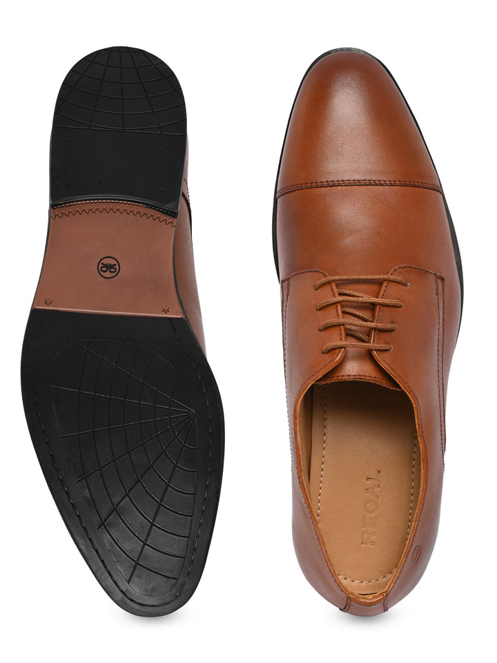 Regal Dark Tan Men Leather Formal Oxfords