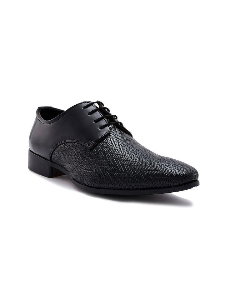Regal Black Men Formal Textured Leather Lace Ups