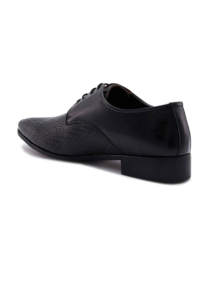 Regal Black Men Formal Textured Leather Lace Ups