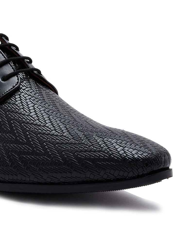 Regal Black Men Formal Textured Leather Lace Ups