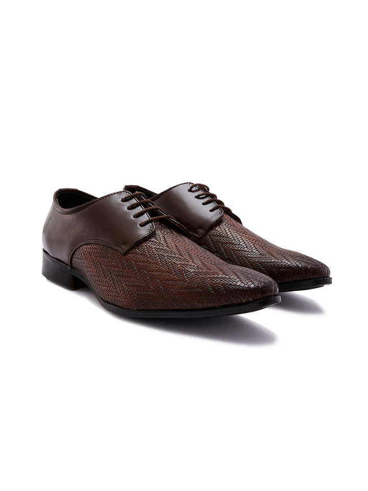 Regal Brown Men Formal Textured Leather Lace Ups