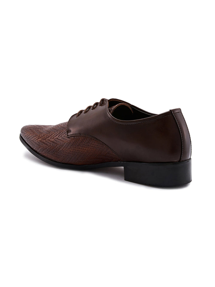 Regal Brown Men Formal Textured Leather Lace Ups
