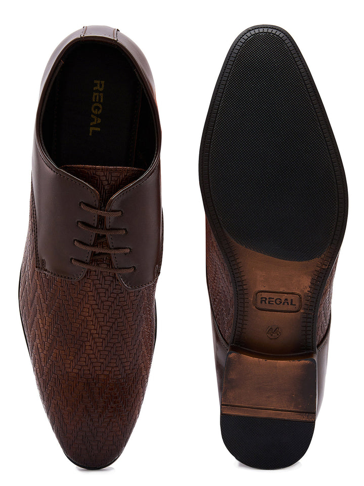 Regal Brown Men Formal Textured Leather Lace Ups