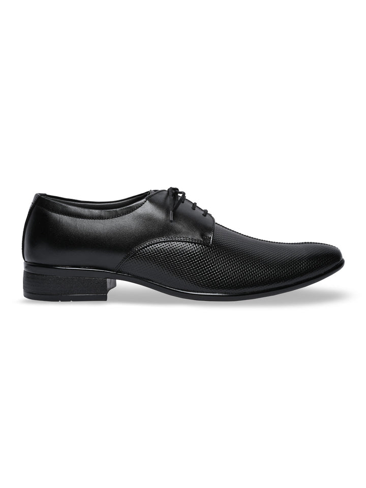 Regal Black Men Formal Textured Leather Lace Ups