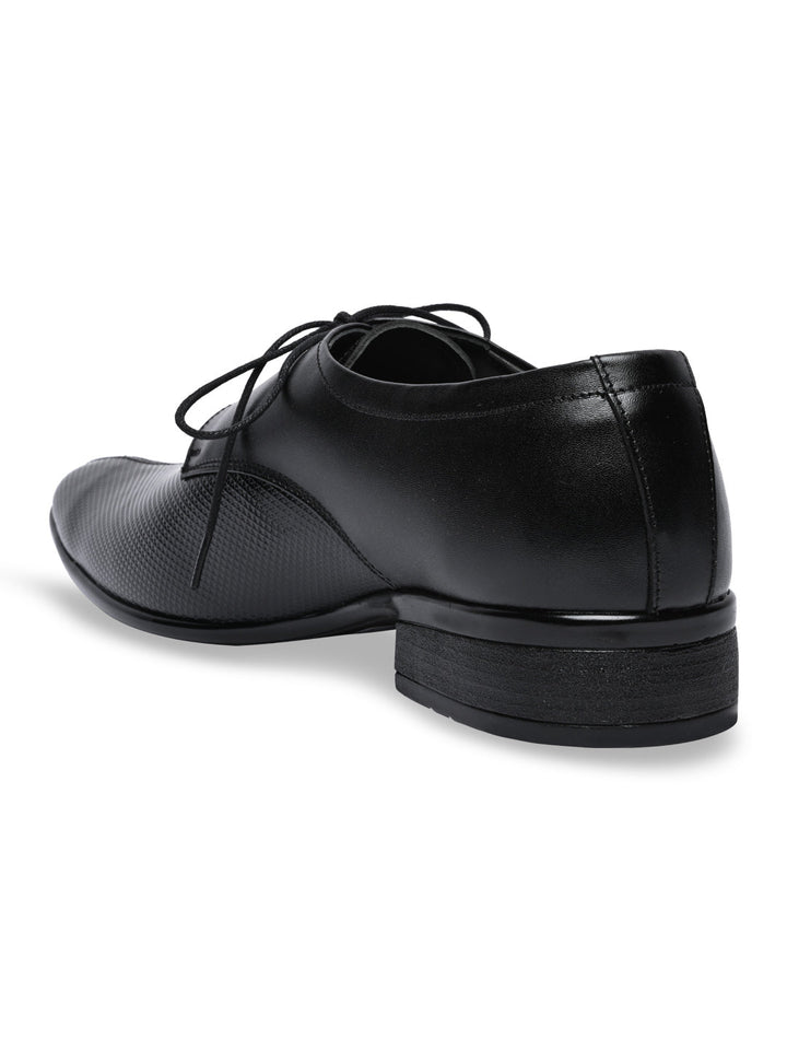 Regal Black Men Formal Textured Leather Lace Ups