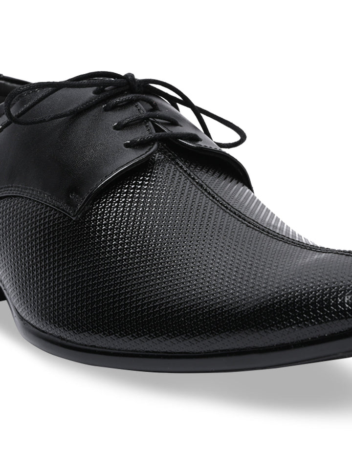 Regal Black Men Formal Textured Leather Lace Ups