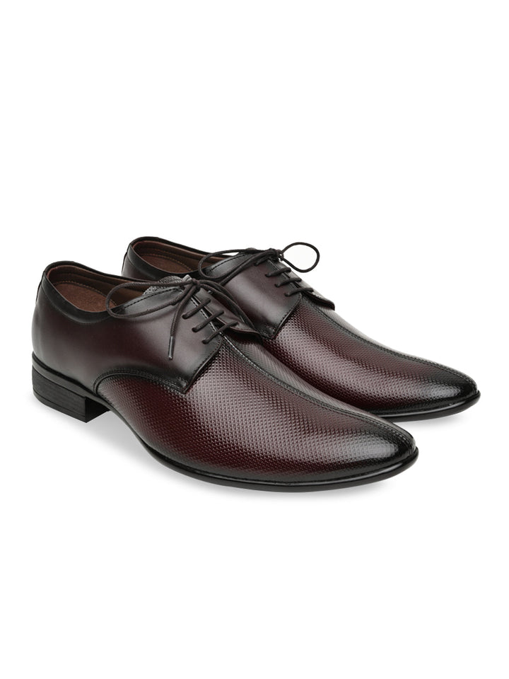 Regal Maroon Men Formal Textured Leather Lace Ups