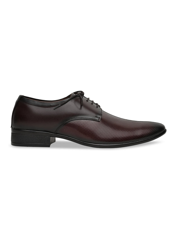 Regal Maroon Men Formal Textured Leather Lace Ups