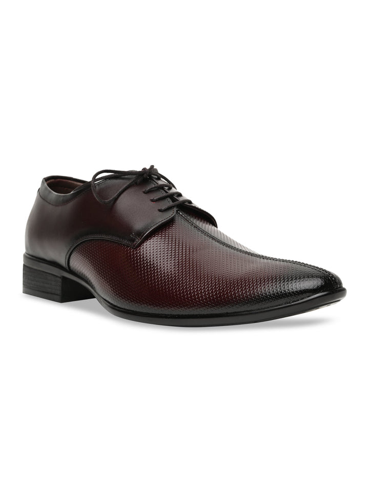 Regal Maroon Men Formal Textured Leather Lace Ups