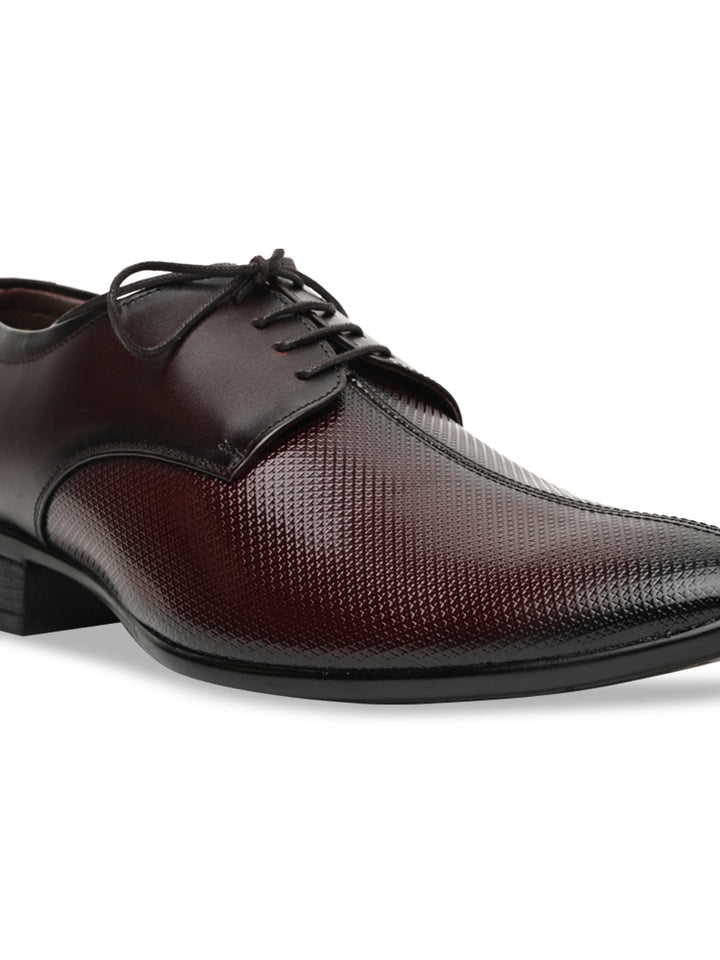 Regal Maroon Men Formal Textured Leather Lace Ups