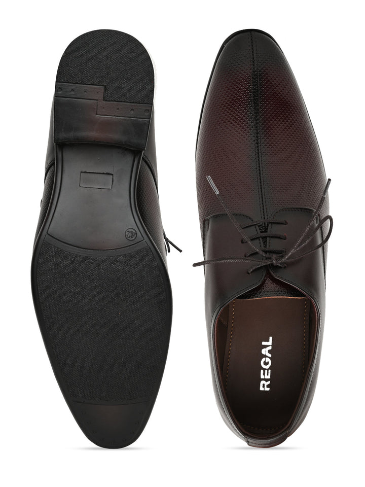 Regal Maroon Men Formal Textured Leather Lace Ups