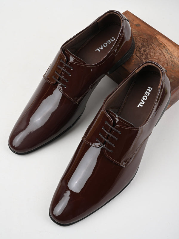 Regal Maroon Mens Patent Leather Formal Lace Ups