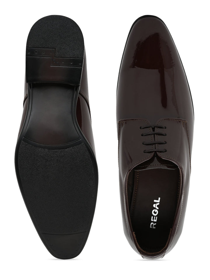 Regal Maroon Mens Patent Leather Formal Lace Ups