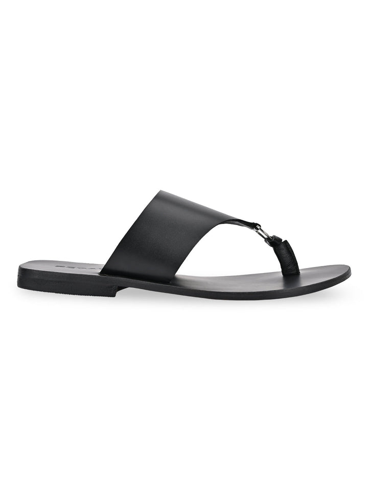 Regal Black Men Casual Leather Sandals