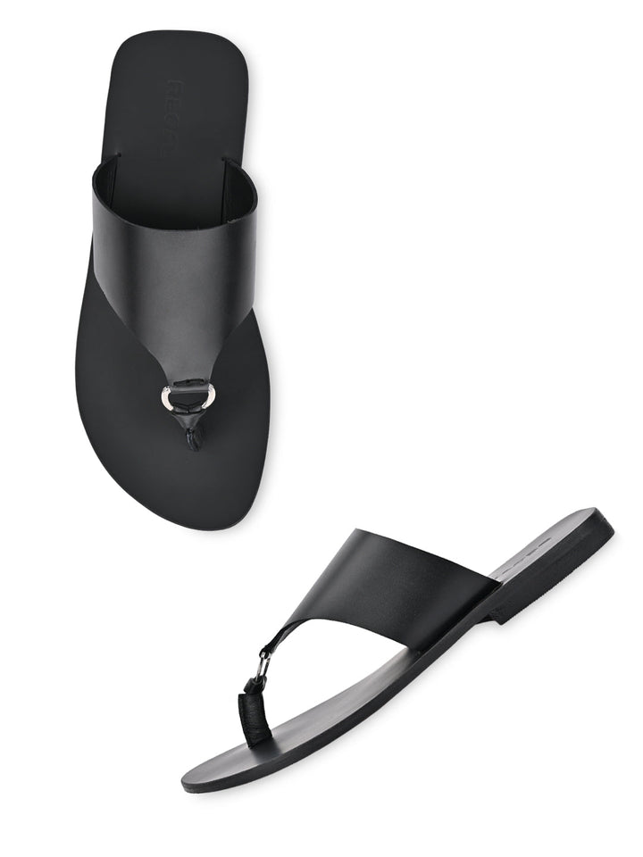 Regal Black Men Casual Leather Sandals