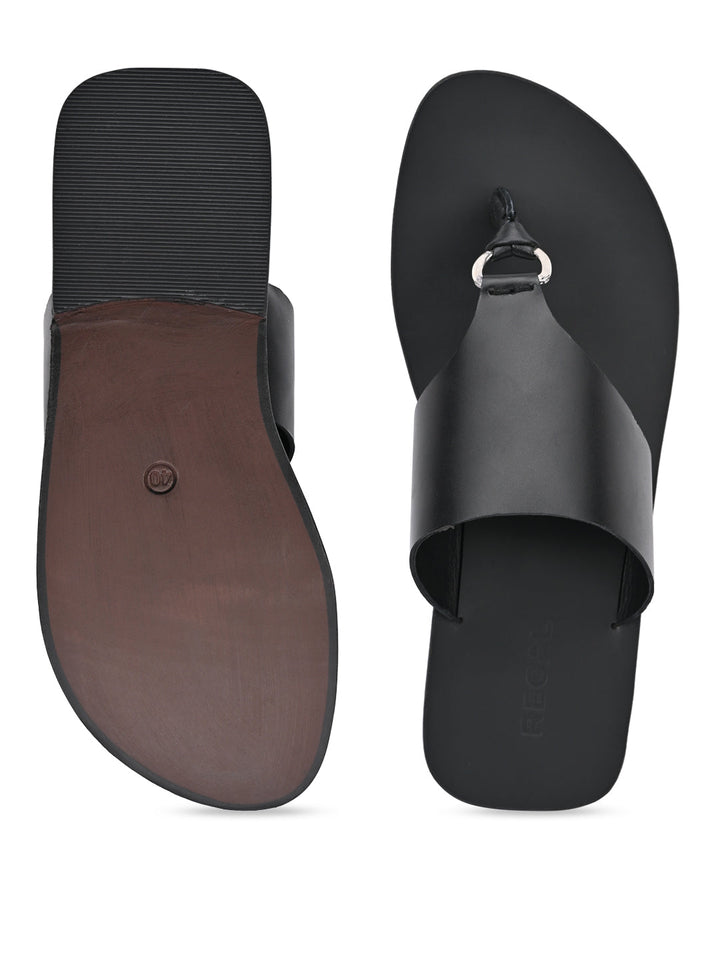 Regal Black Men Casual Leather Sandals