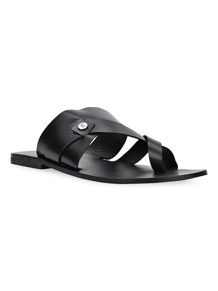Regal Black Men Casual Leather Sandals