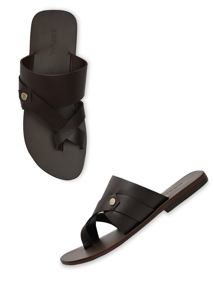 Regal Brown Men Casual Leather Sandals