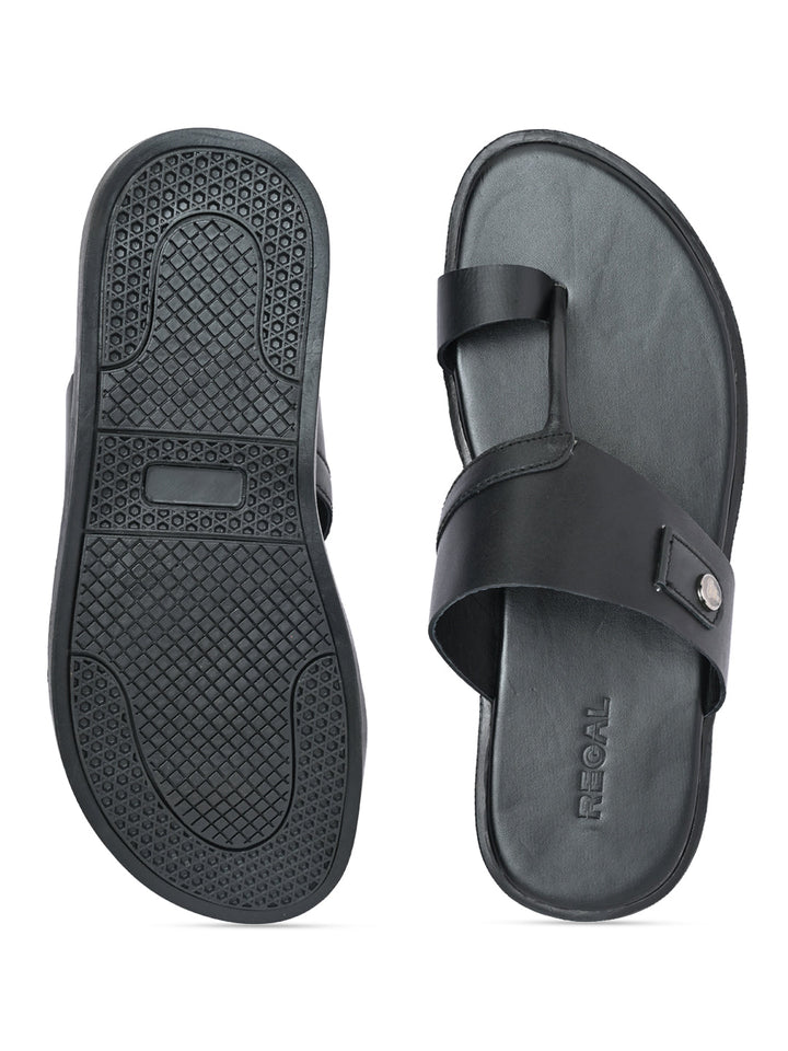 Regal Black Men Leather Sandals