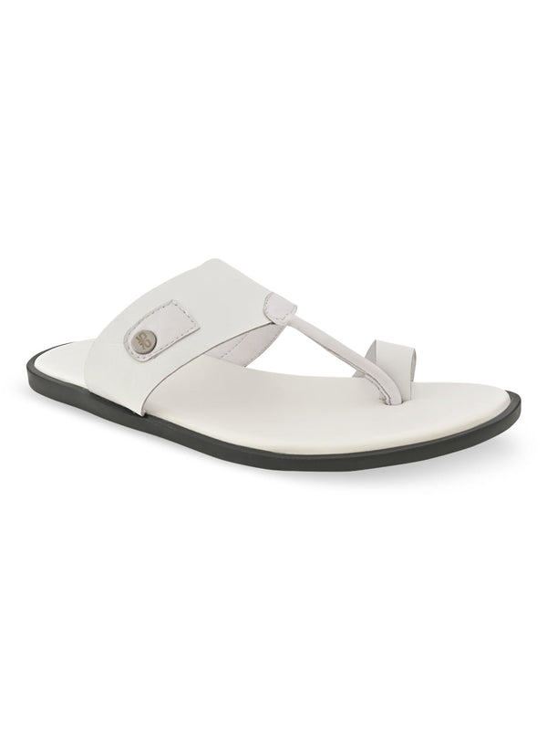 Regal White Men Leather Sandals