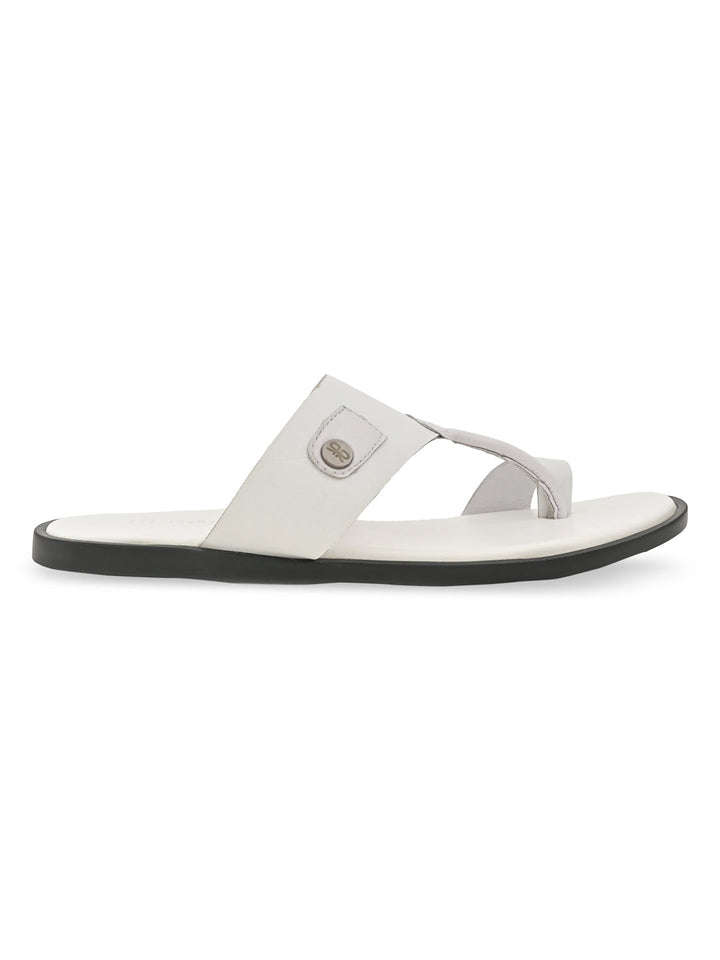 Regal White Men Leather Sandals
