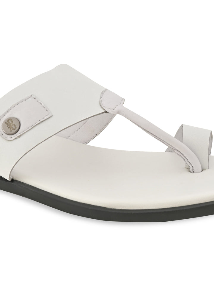 Regal White Men Leather Sandals