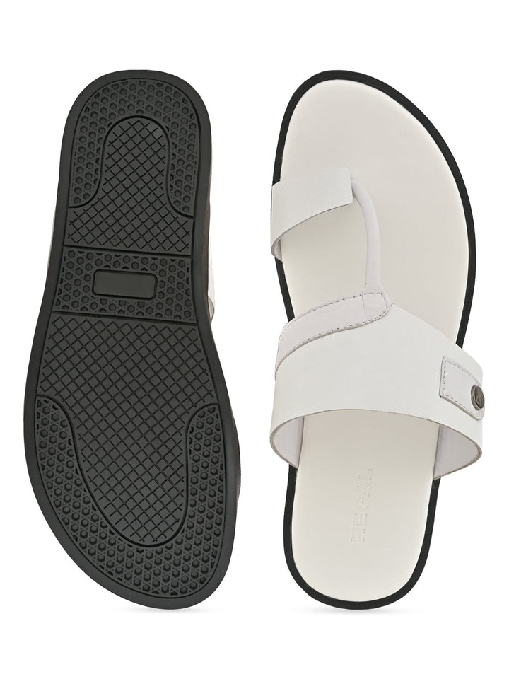 Regal White Men Leather Sandals