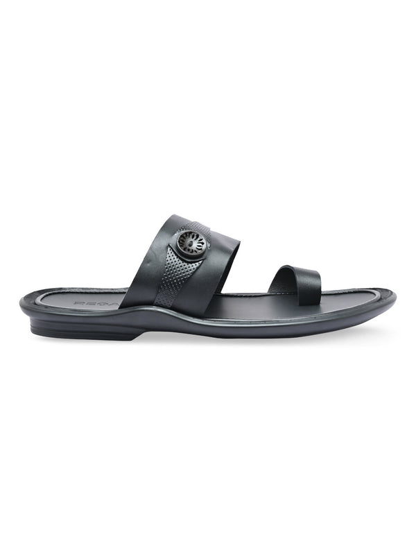 Regal Black Men Casual Leather Sandals