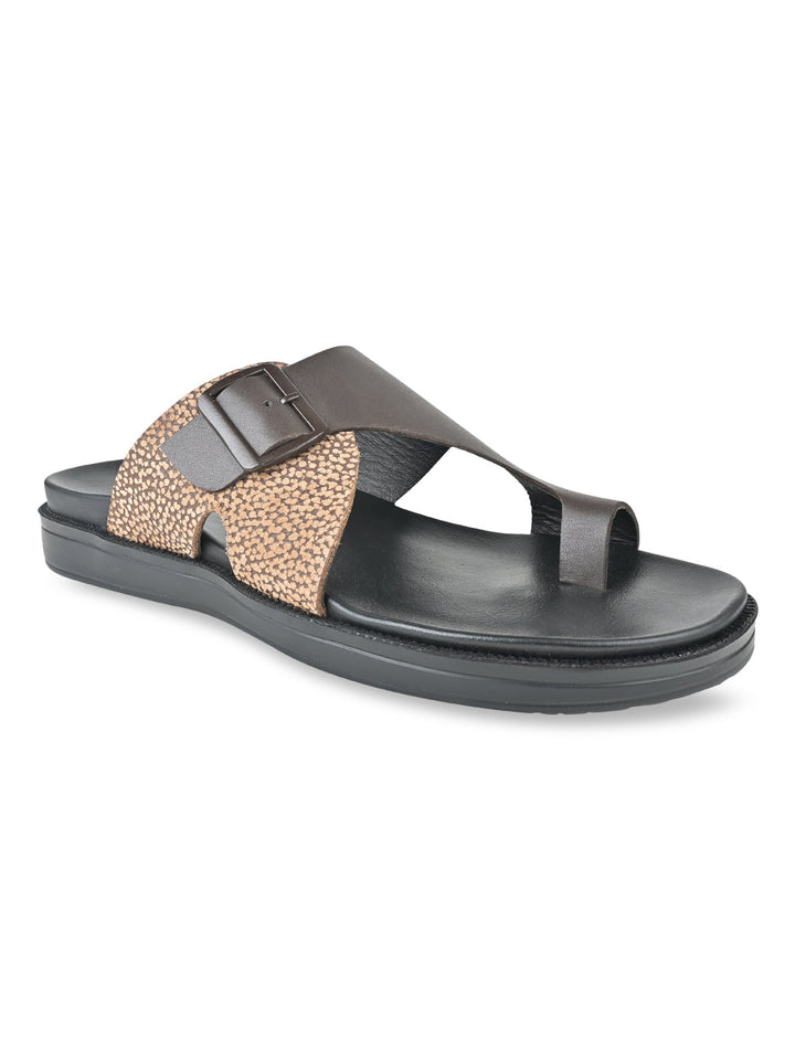 Regal Brown Men Casual One Toe Leather Sandals