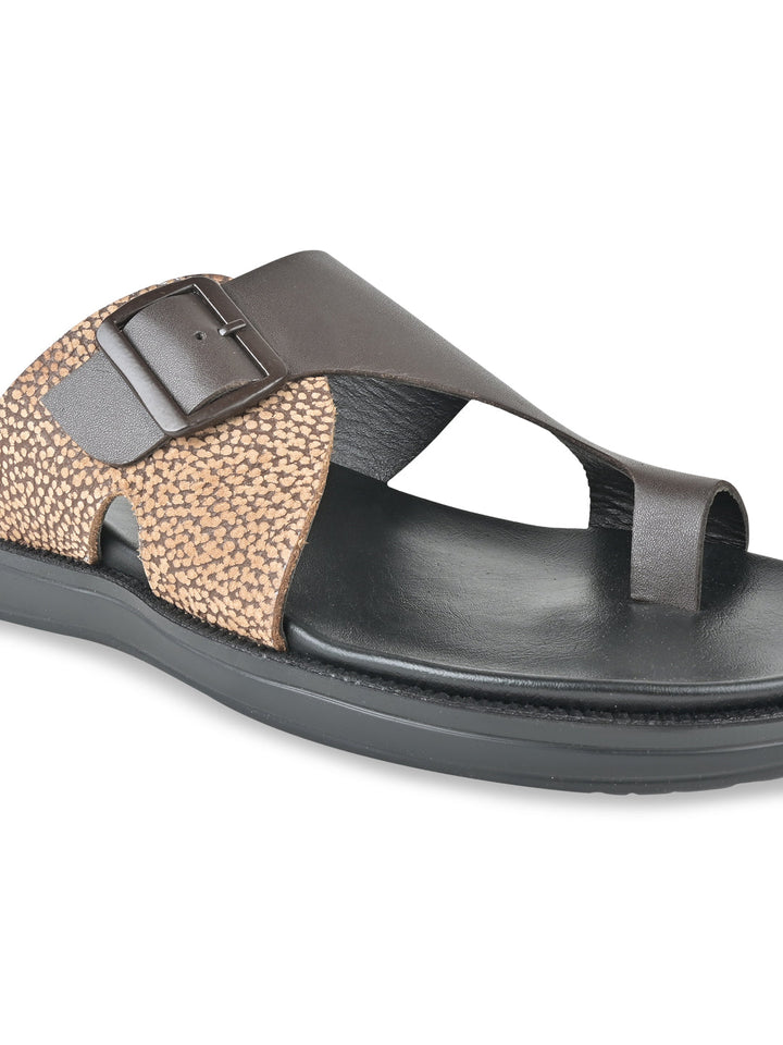 Regal Brown Men Casual One Toe Leather Sandals