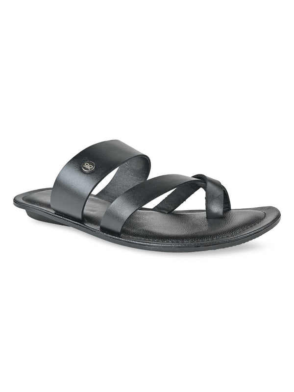 Regal Black Men Casual Leather Sandals