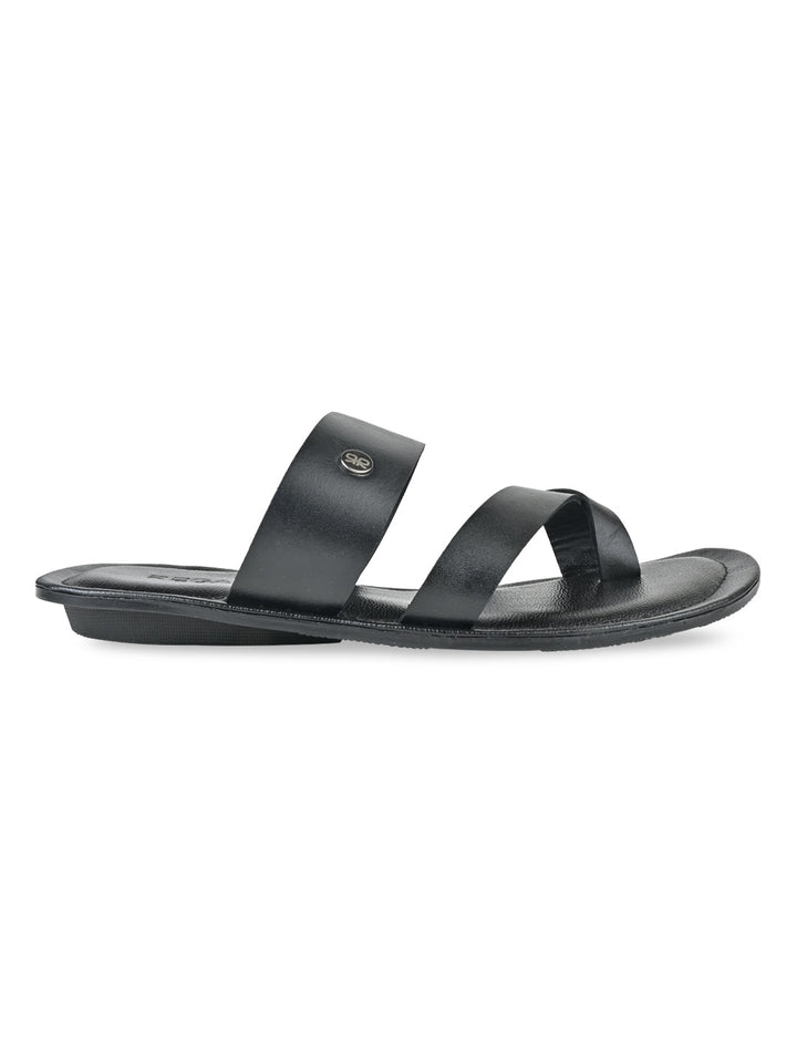 Regal Black Men Casual Leather Sandals