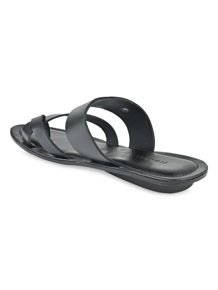 Regal Black Men Casual Leather Sandals