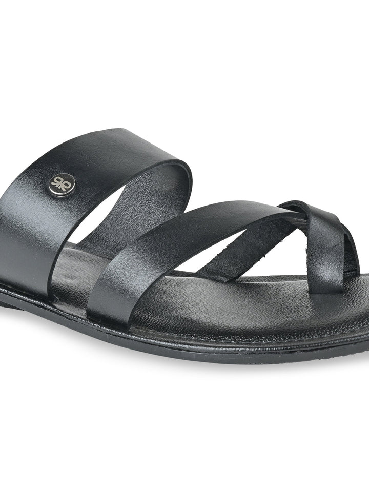 Regal Black Men Casual Leather Sandals