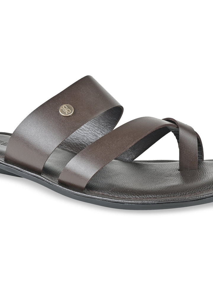 Regal Maroon Men Casual Leather Sandals