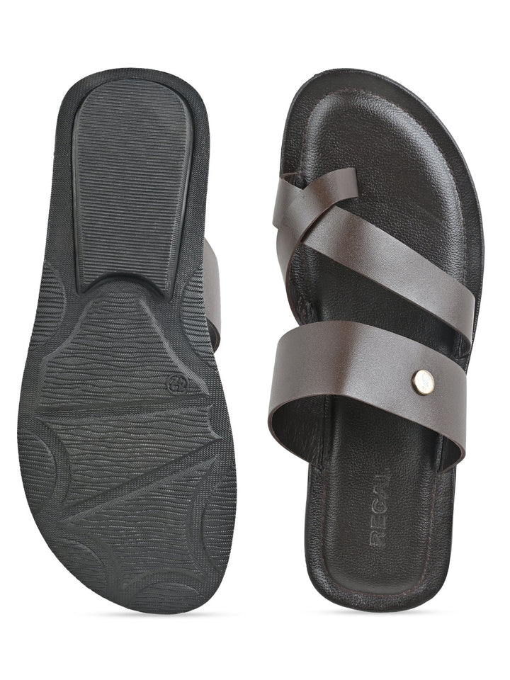 Regal Maroon Men Casual Leather Sandals