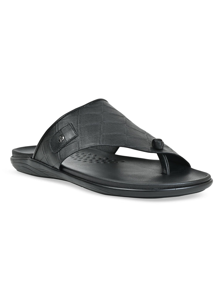 Regal Black Men Casual Croco Print Sandals
