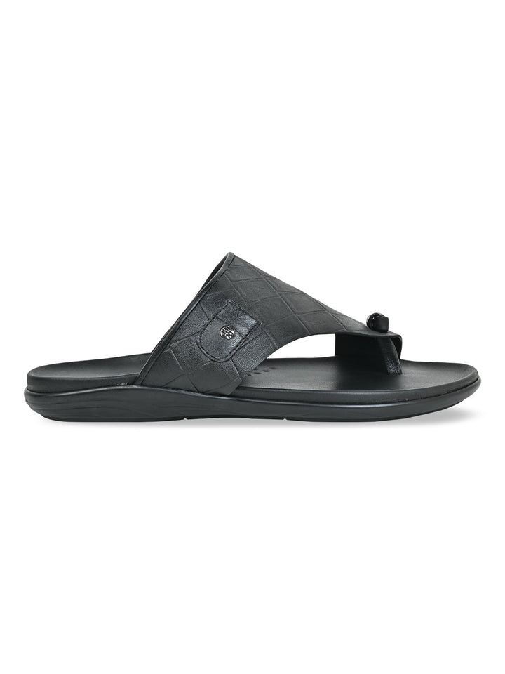Regal Black Men Casual Croco Print Sandals