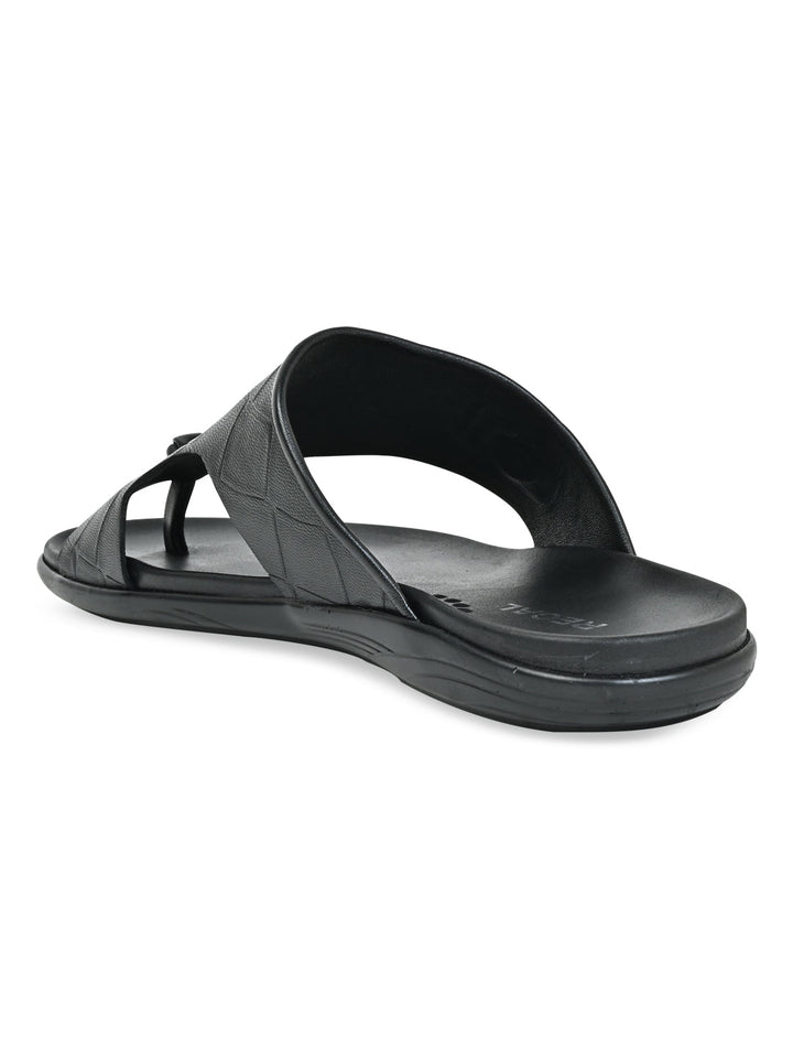 Regal Black Men Casual Croco Print Sandals