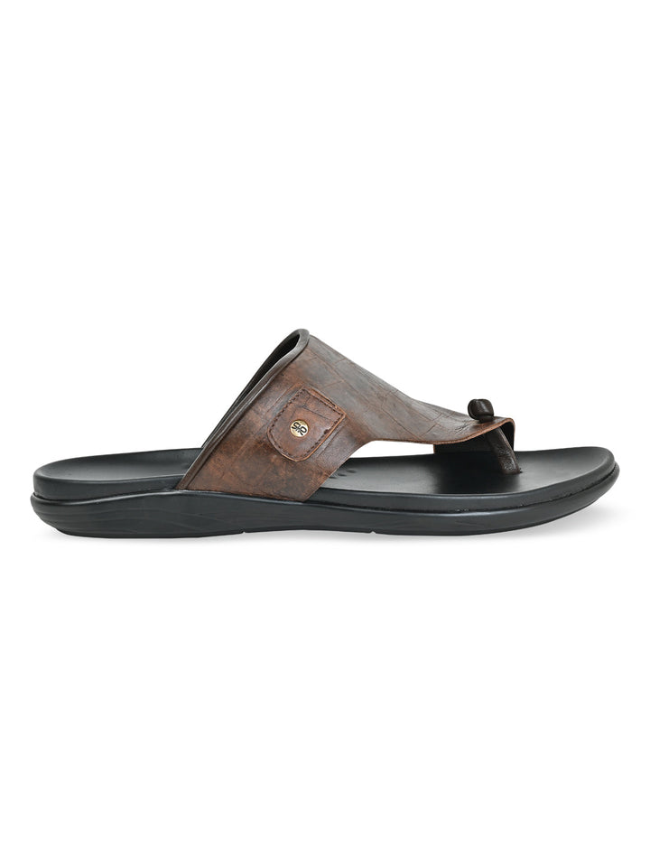 Regal Brown Men Casual Croco Print Sandals