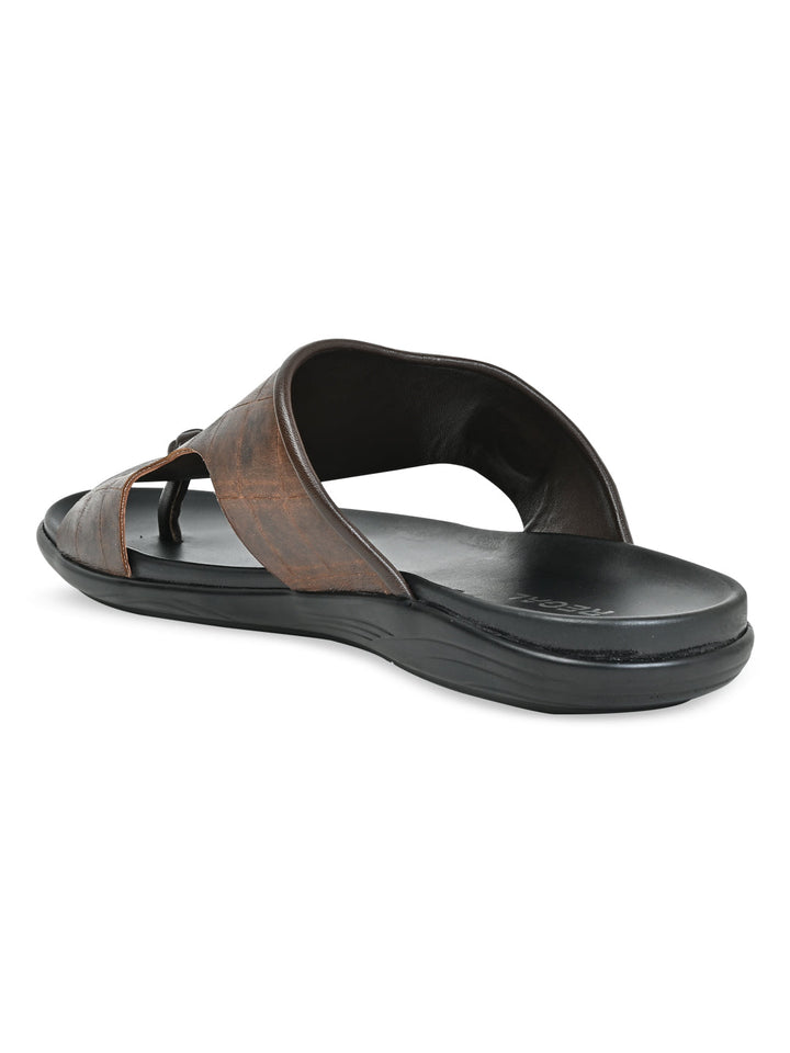 Regal Brown Men Casual Croco Print Sandals