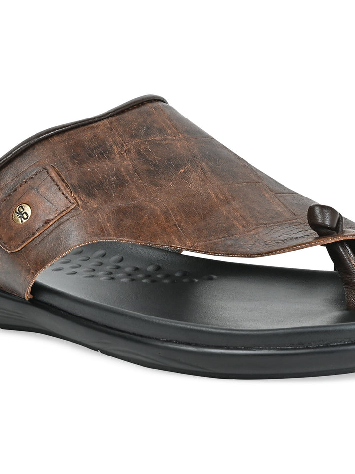 Regal Brown Men Casual Croco Print Sandals