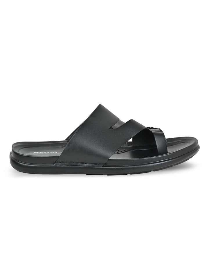 Regal Black Men Casual Leather Sandals