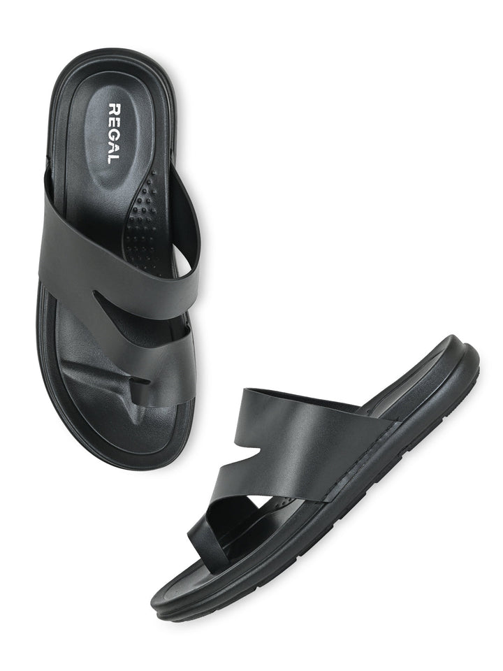 Regal Black Men Casual Leather Sandals