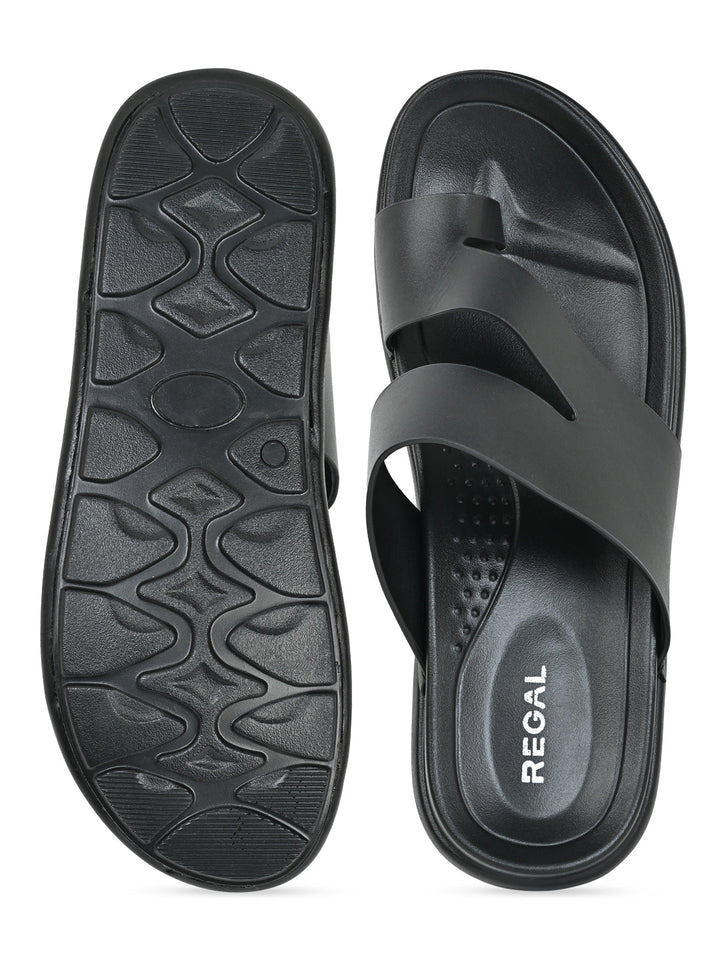 Regal Black Men Casual Leather Sandals