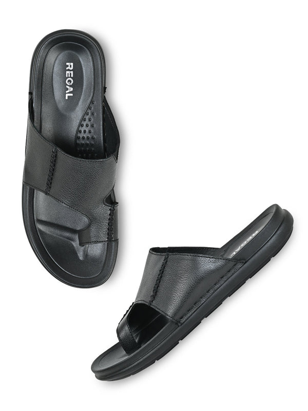 Regal Black Men Casual Leather Sandals